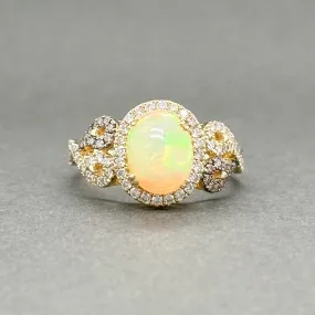 Estate Levian 14K Y Gold 2.74ct Opal & 0.52ctw Champagne- H/SI1-2 Diamond Ring