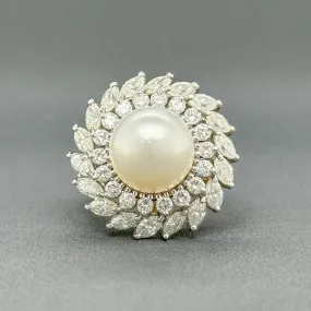 Estate Platinum South Sea Pearl & 2.85ctw G-H/VS2-SI1 Diamond Cocktail Ring