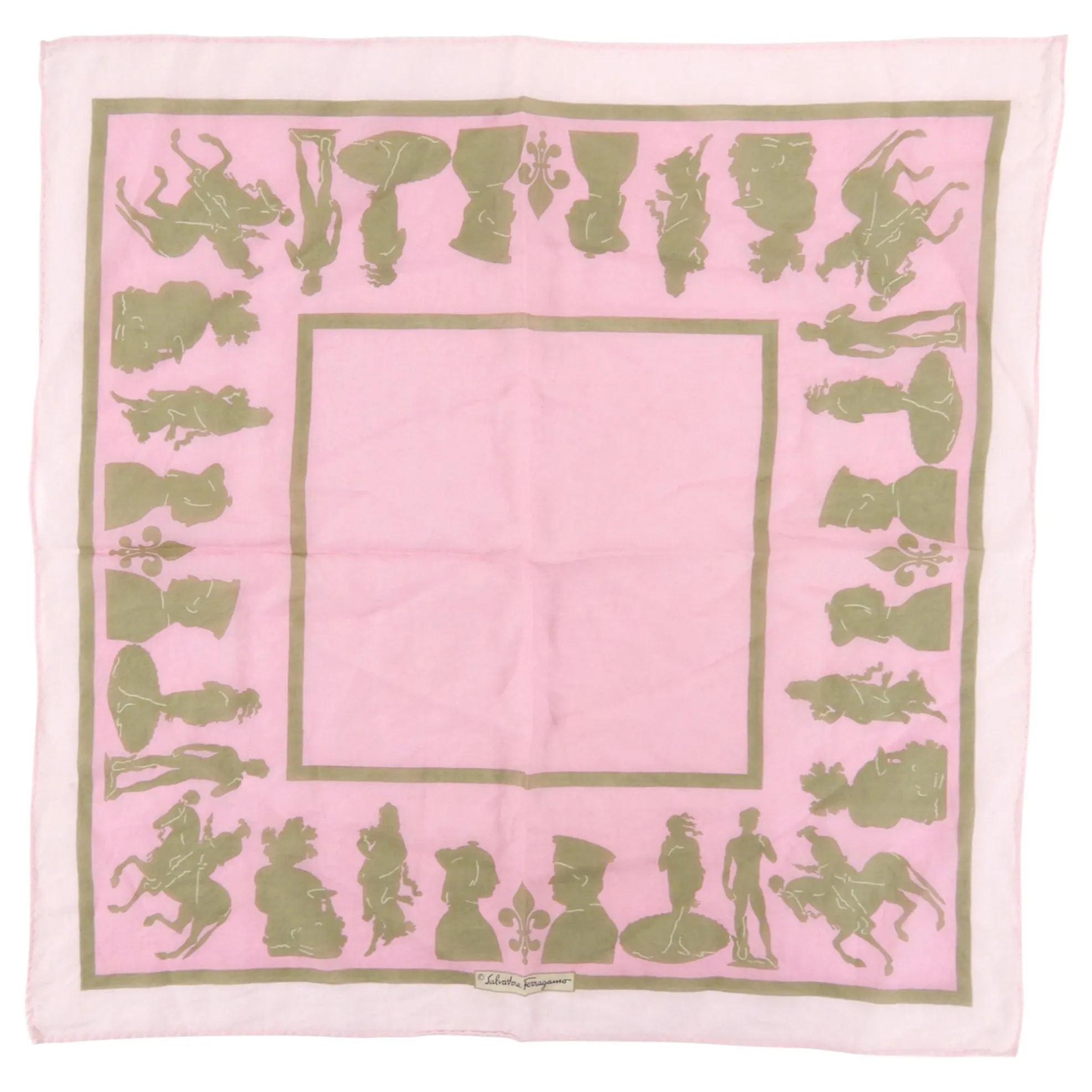 Ferragamo Vintage Light Pink Cotton Small Scarf