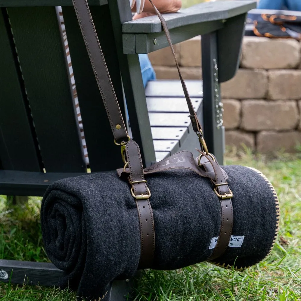 Fireside Wool Blanket with Leather Carrying Strap