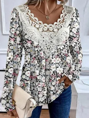 Floral Print Lace Women's Blouse