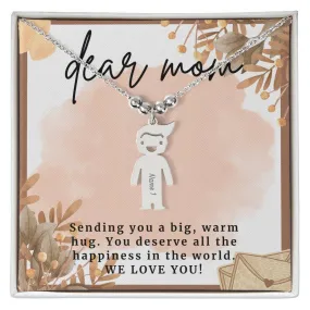 Gift For Mom, Sending You A Big Warm Hug, Custom Engraved Kid Charm Necklace