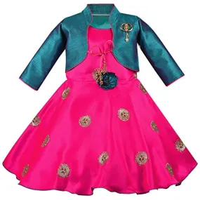 Girls Floral Embroidered Fit and Flare Dress