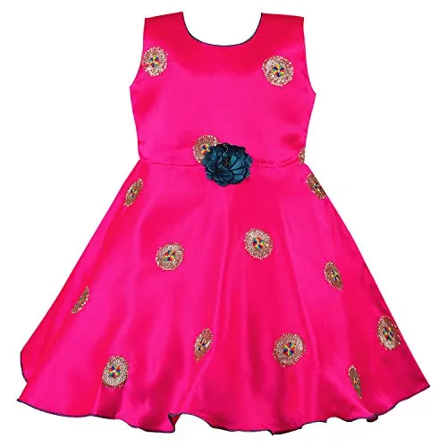 Girls Floral Embroidered Fit and Flare Dress