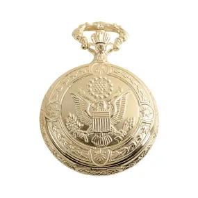 Golden American Eagle Hunter Pocket Watch & Chain