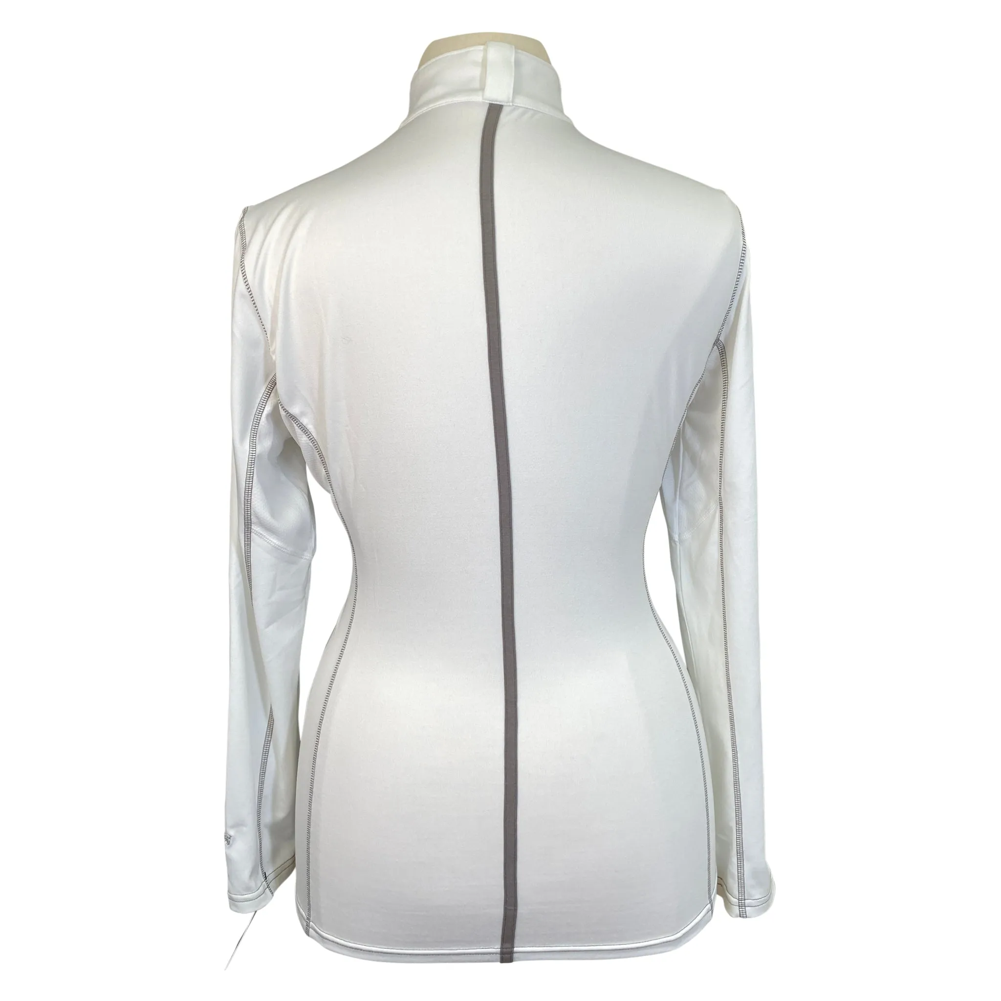 Goode Rider 'Ideal' Long Sleeve 1/2 Zip Shirt in White - Women's XL