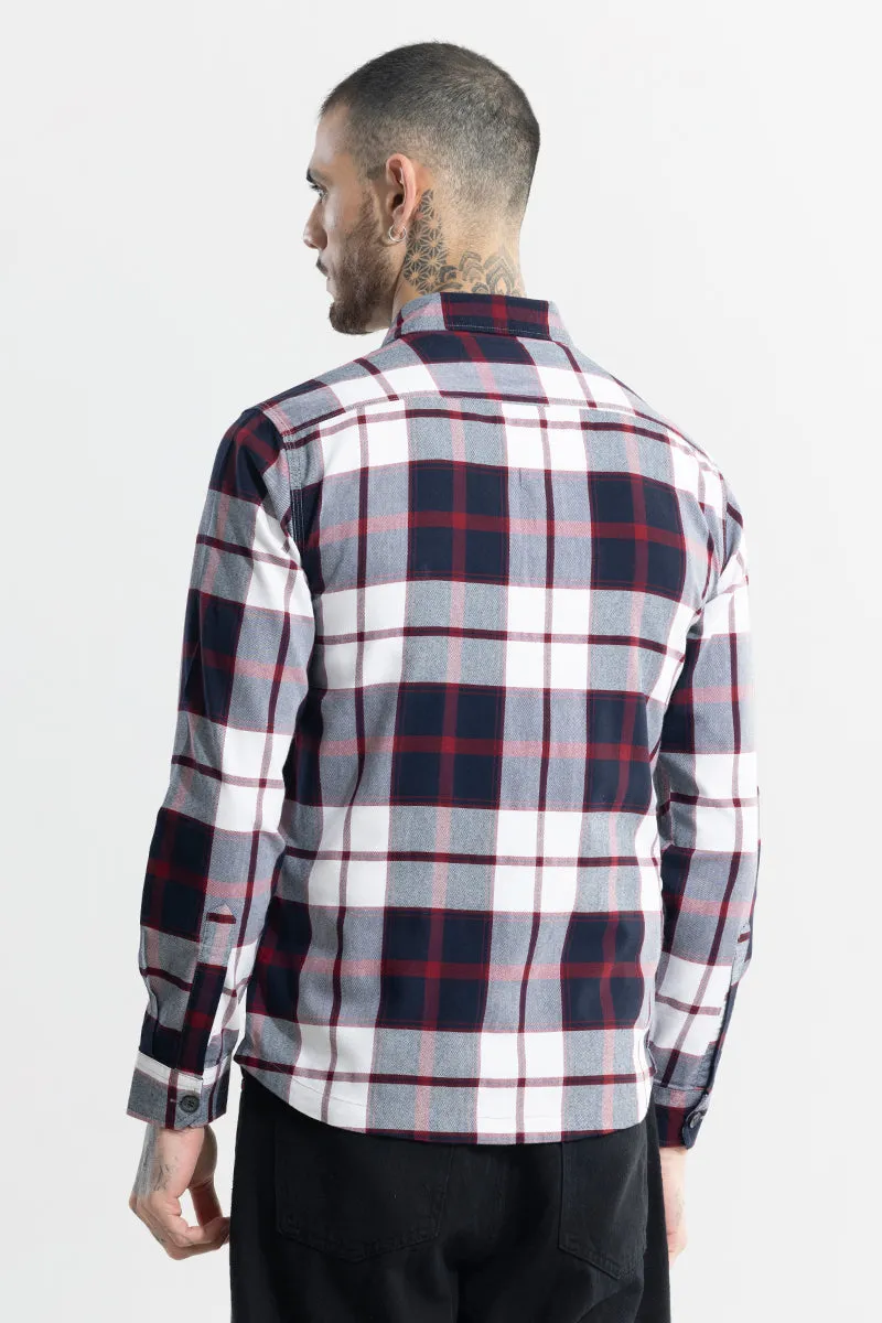 Grid Hatch Maroon Checks Shirt