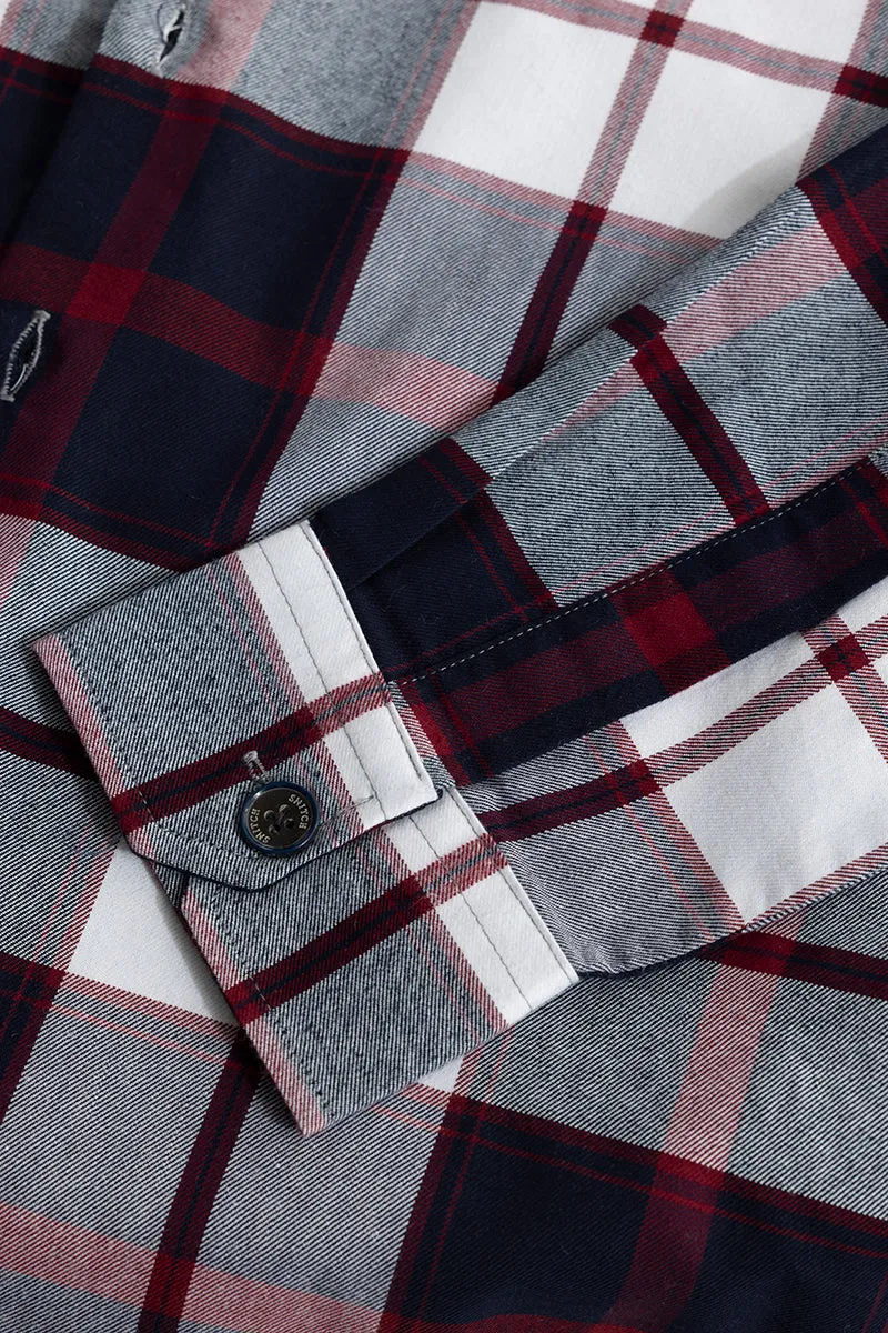 Grid Hatch Maroon Checks Shirt