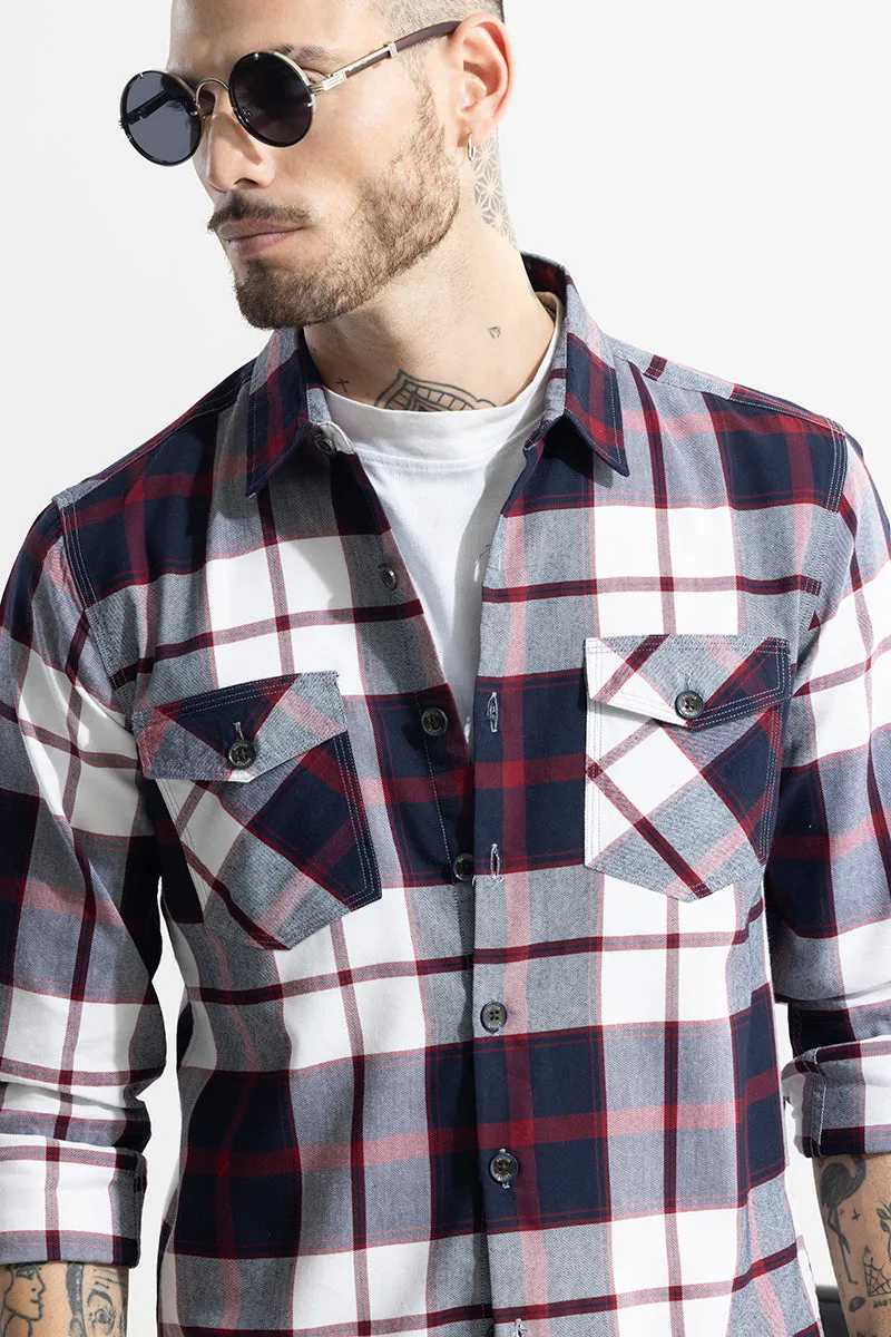 Grid Hatch Maroon Checks Shirt