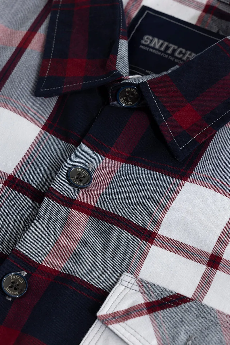 Grid Hatch Maroon Checks Shirt