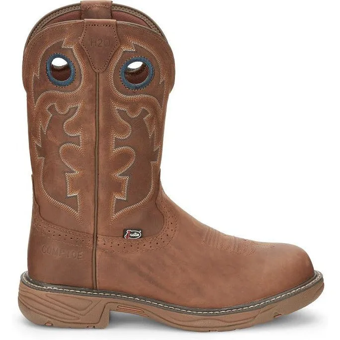 Justin Men's Rush 11 Nano CT Western Work Boot -Brown- SE4334