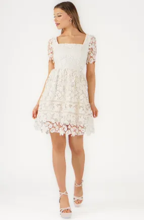 Knee Lenght Embroidered Lace Dress