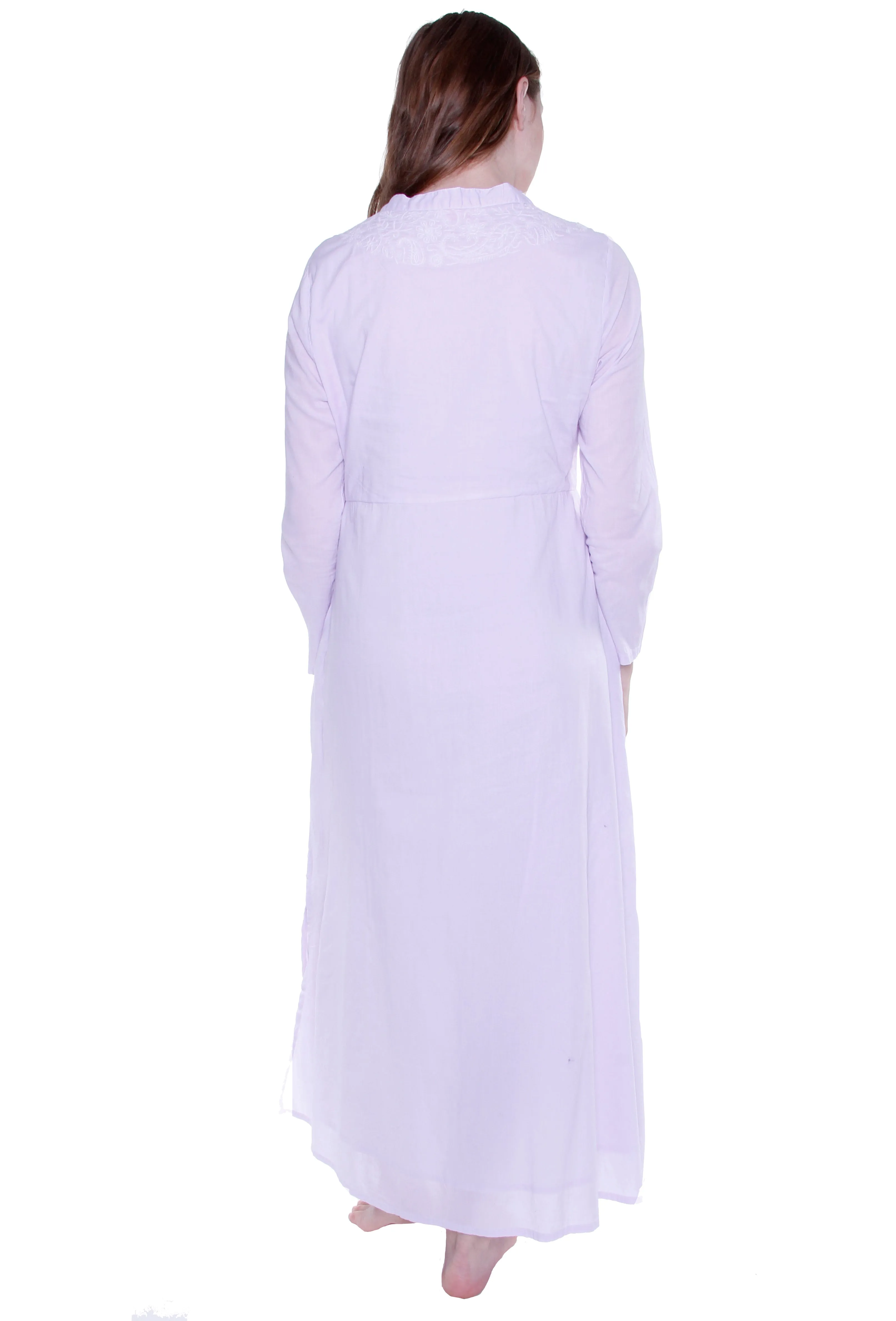 La Cera Notch V-Neck Embroidered Caftan