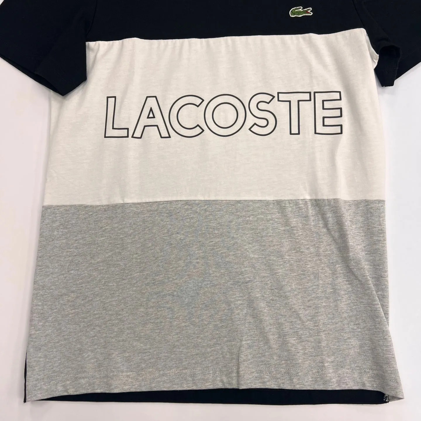 LACOSTE 3D Lettered Colorblock Cotton T-shirt - BLACK/GREY