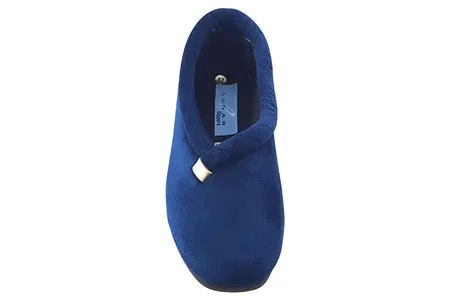 Ladies Bedroom Slippers Lunar Wedge Heel Navy BRIDIE KLA100BL