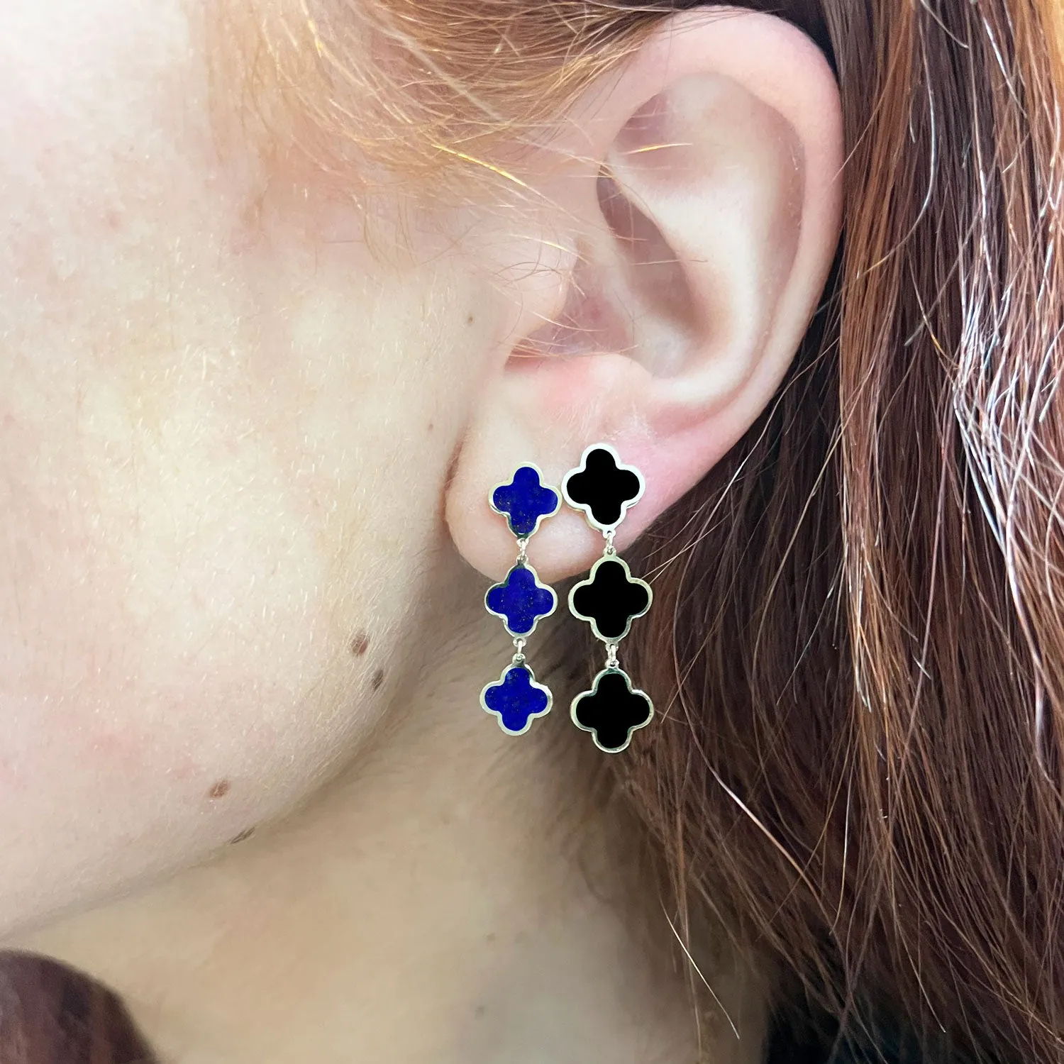 Lapis Clover Dangle Earrings