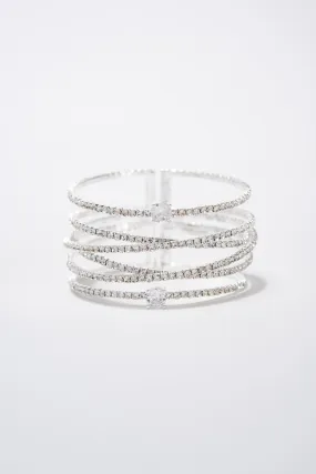 Laura Bangle Criss Cross Bracelet - Silver