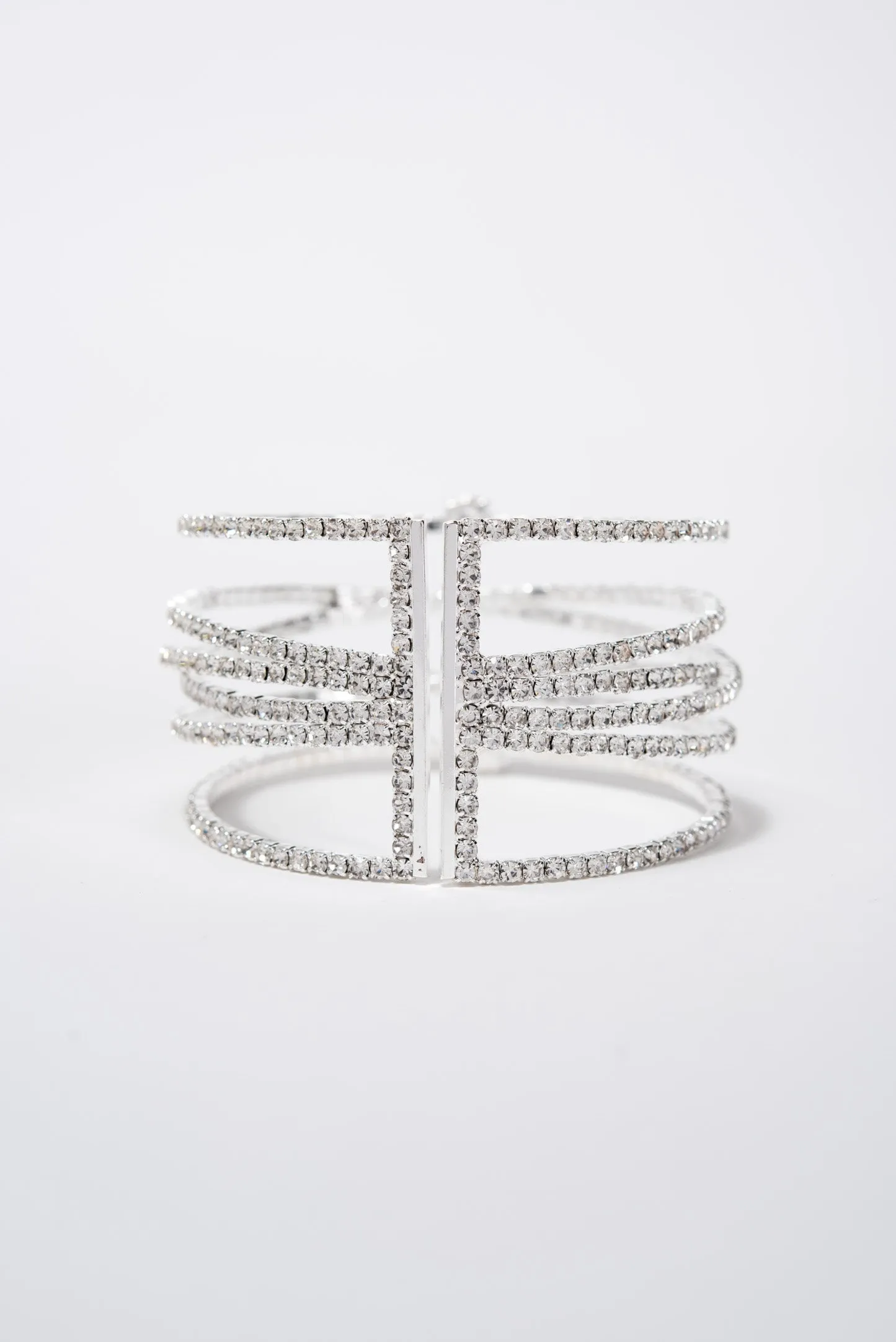 Laura Bangle Criss Cross Bracelet - Silver