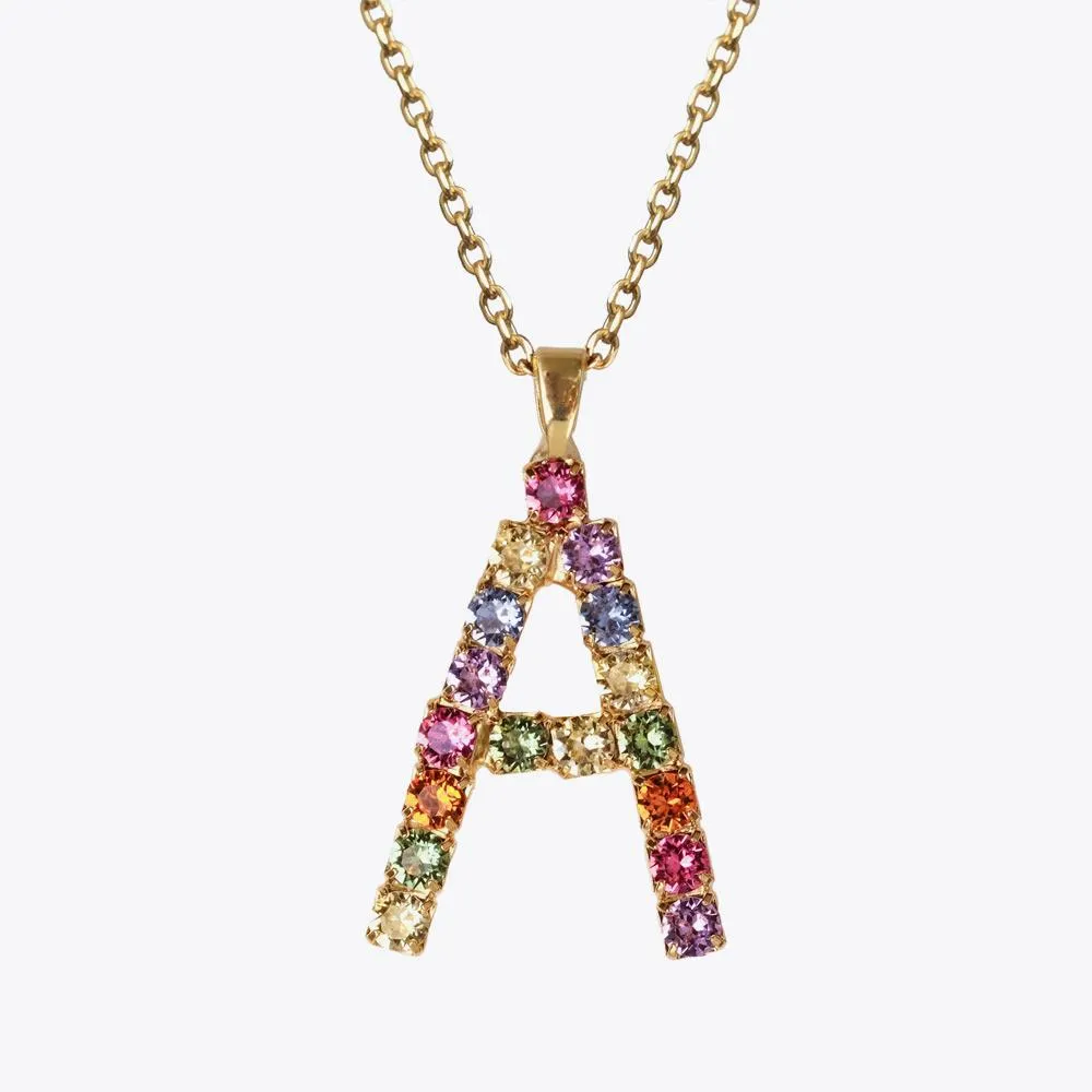 Letter Necklace A / Rainbow Combo