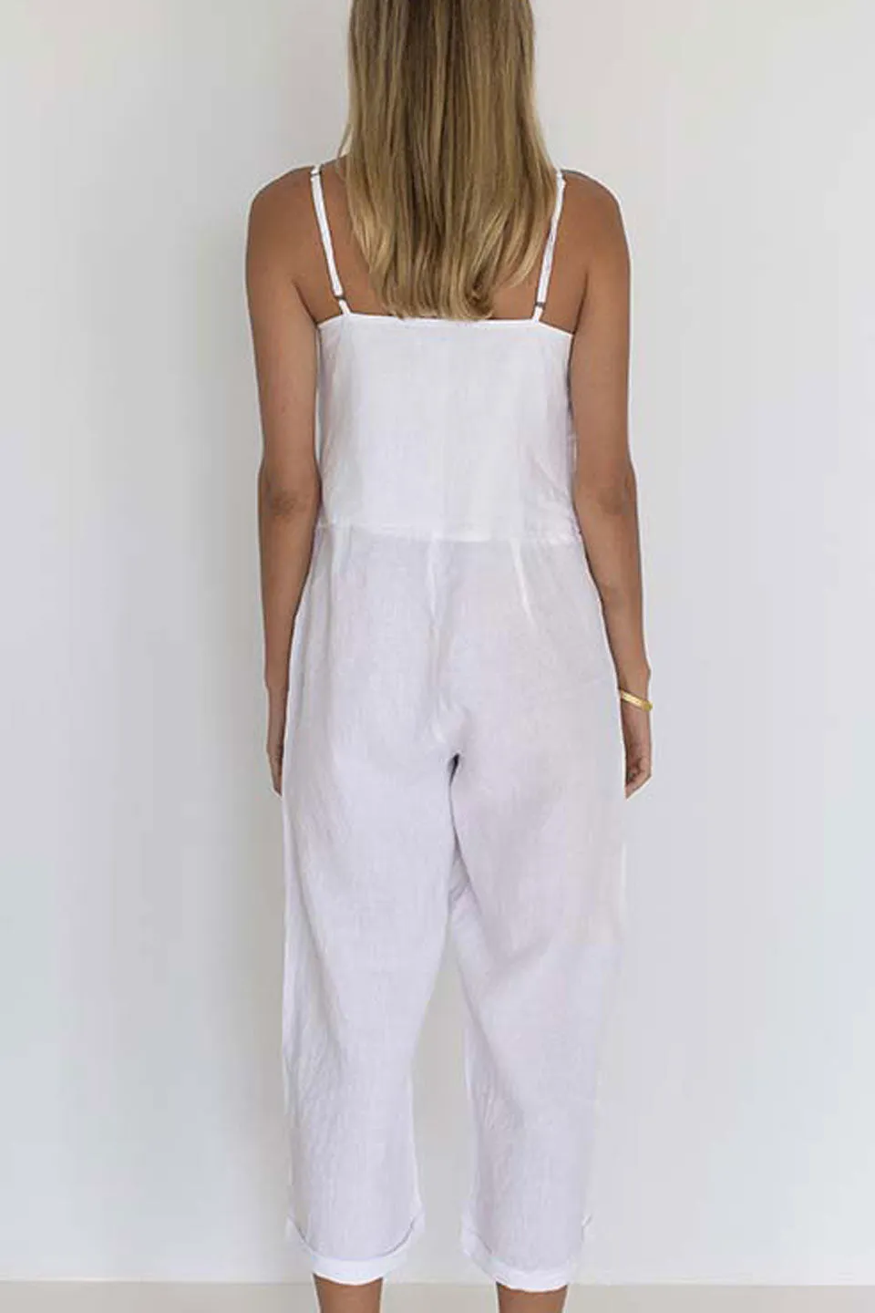 Love Strappy Cropped White Jumpsuit