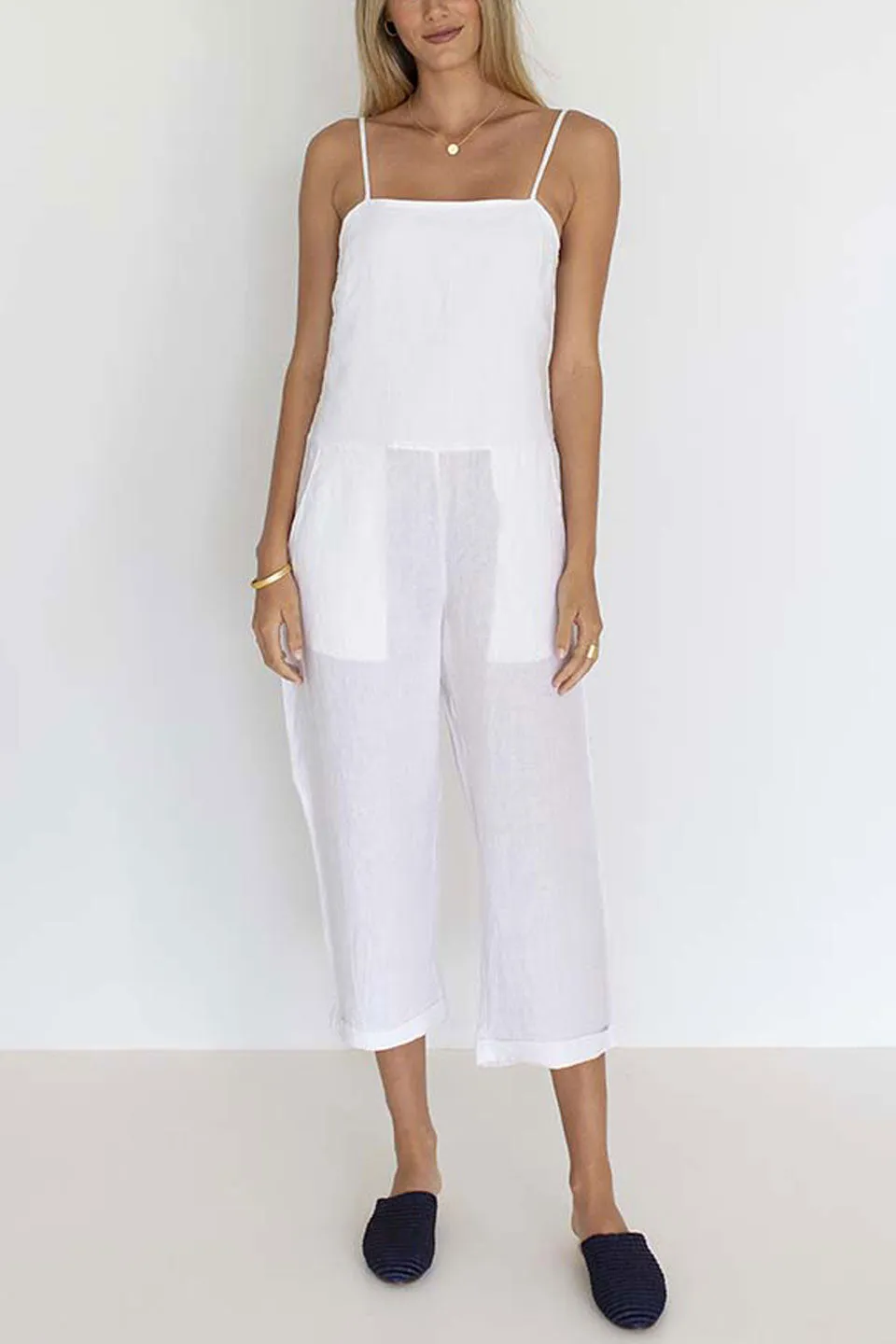 Love Strappy Cropped White Jumpsuit