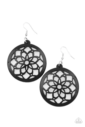 Mandala Meadow - Black Earring