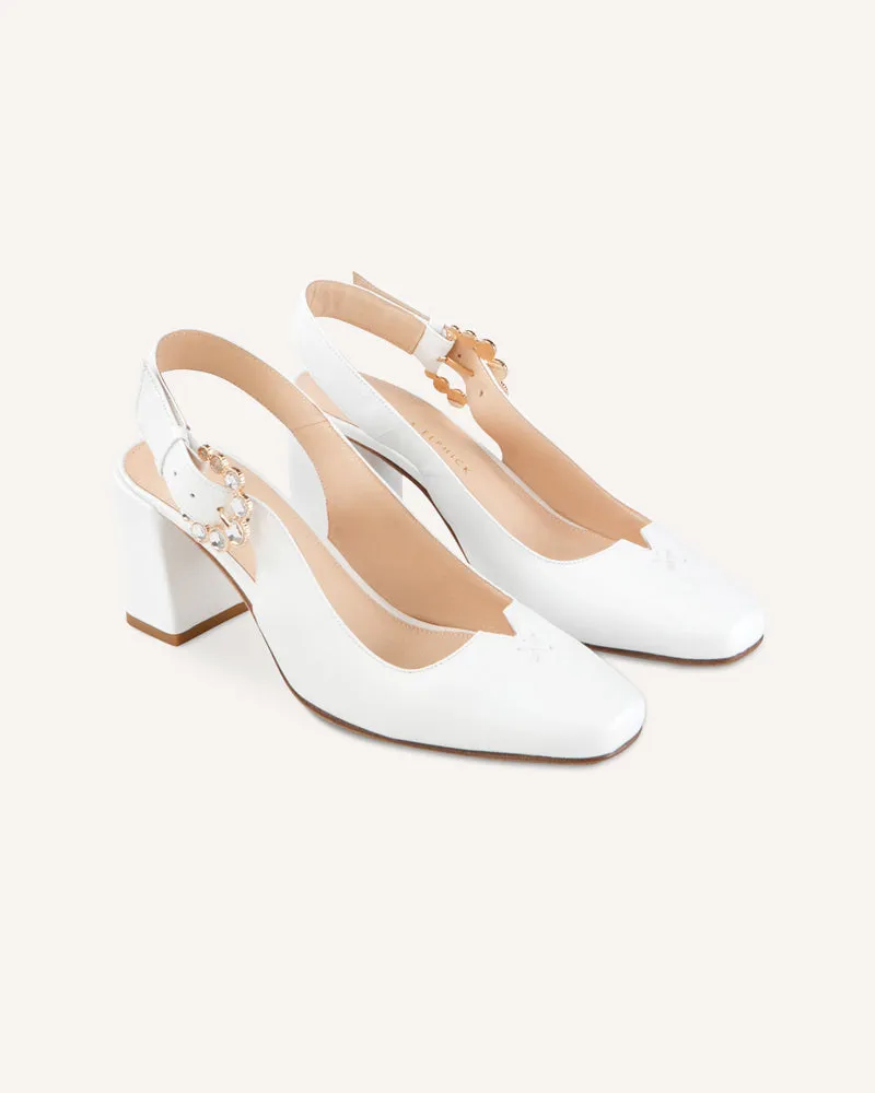 Matilda White Mid-Heel