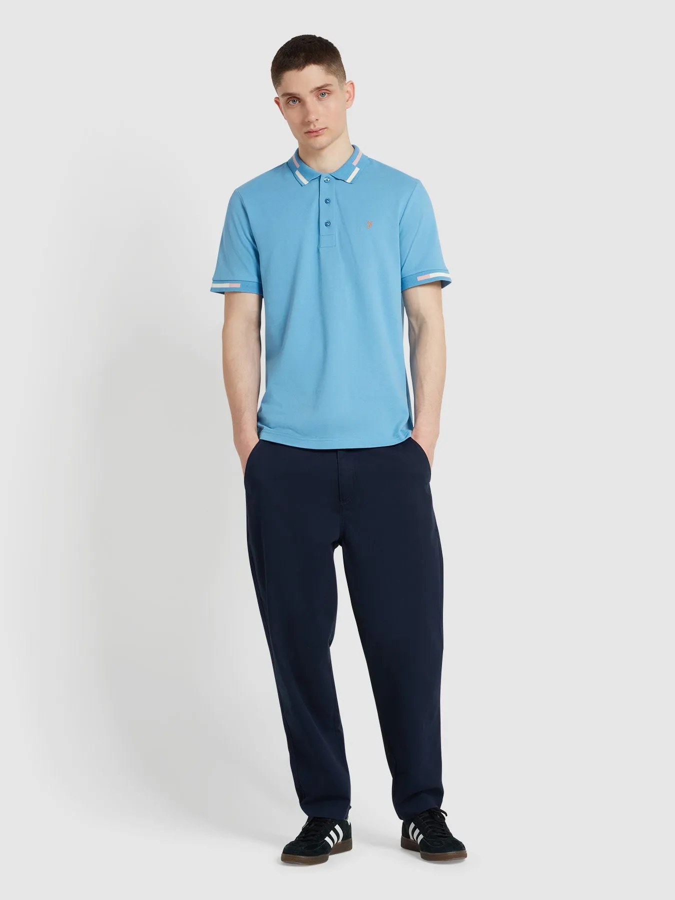 Maxwell Tipping Short Sleeve Polo Shirt In Arctic Blue