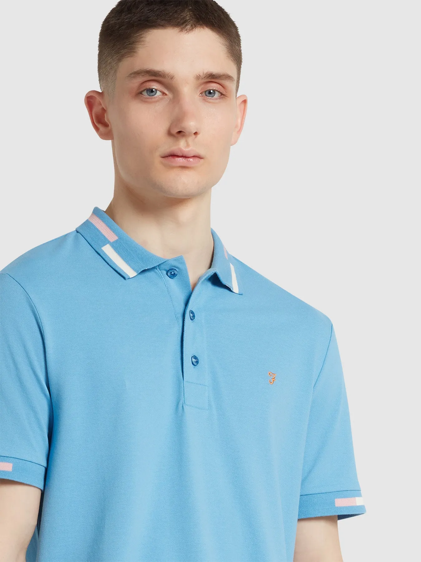 Maxwell Tipping Short Sleeve Polo Shirt In Arctic Blue