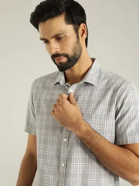 Men Checked Half Sleeve Cotton Shirt