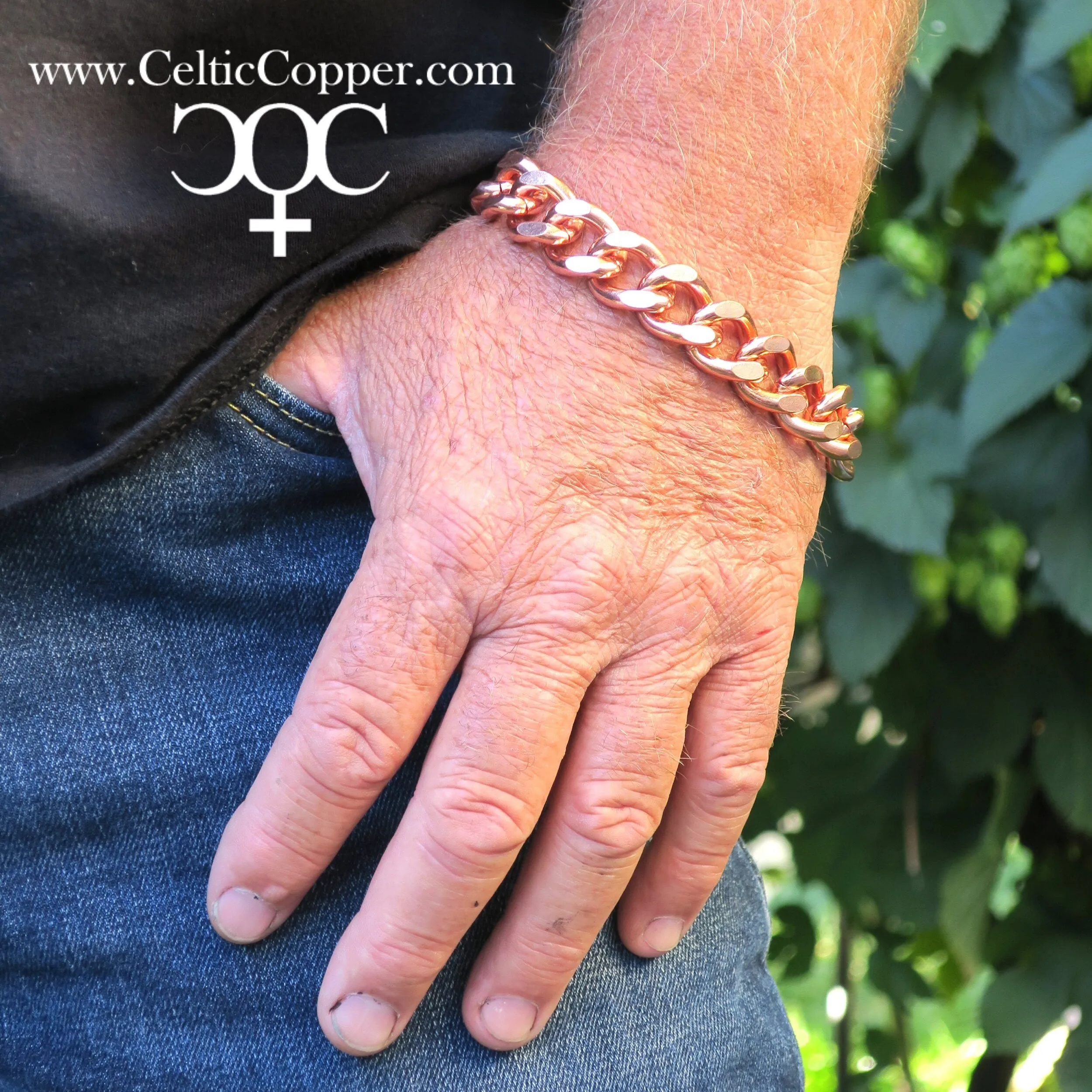 Men's Super Chunky Large Curb Chain Bracelet B162L Men's Copper 16mm Cuban Curb Chain Bracelet 9 Inch