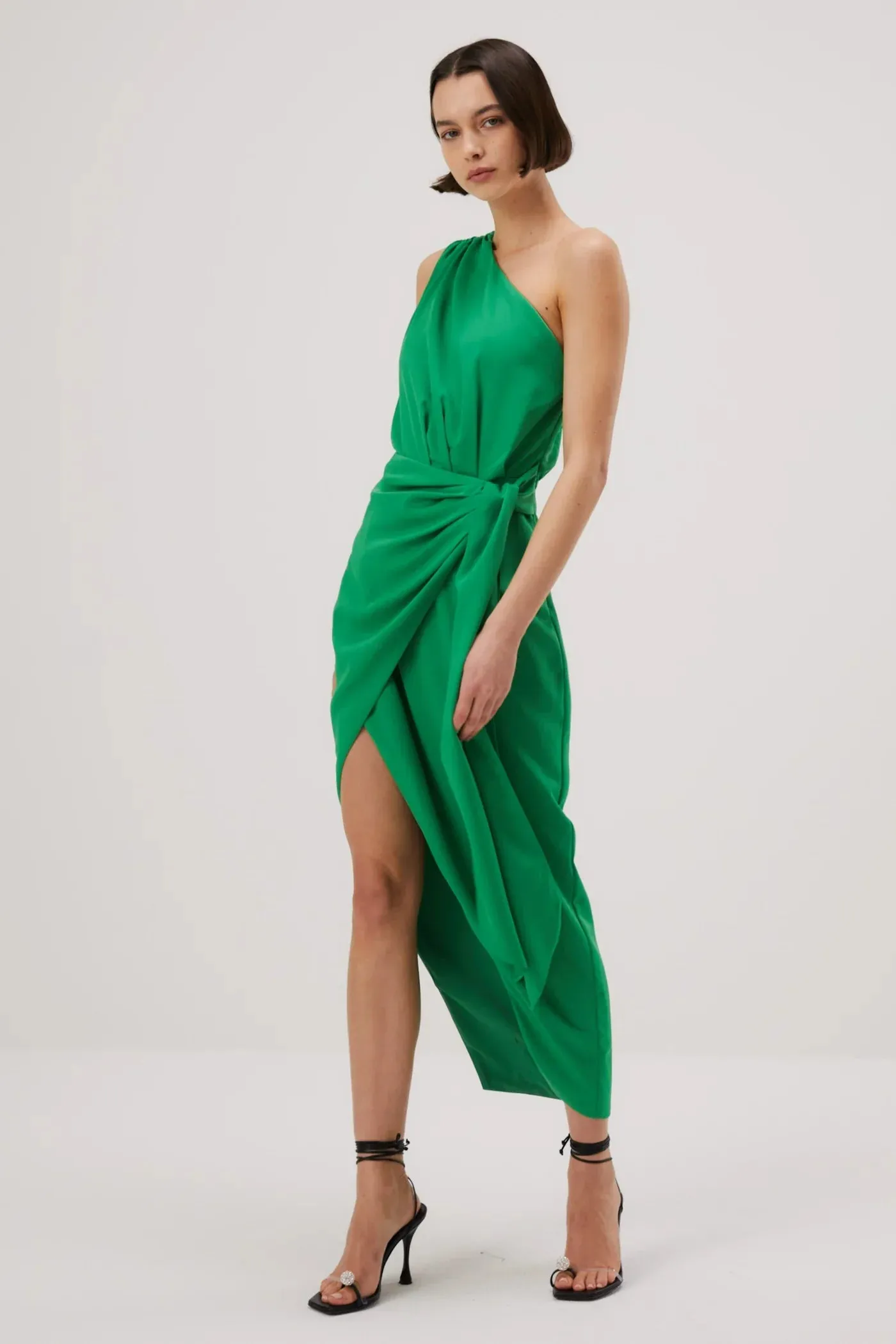 Misha Brooks Satin Midi Dress - Island Green