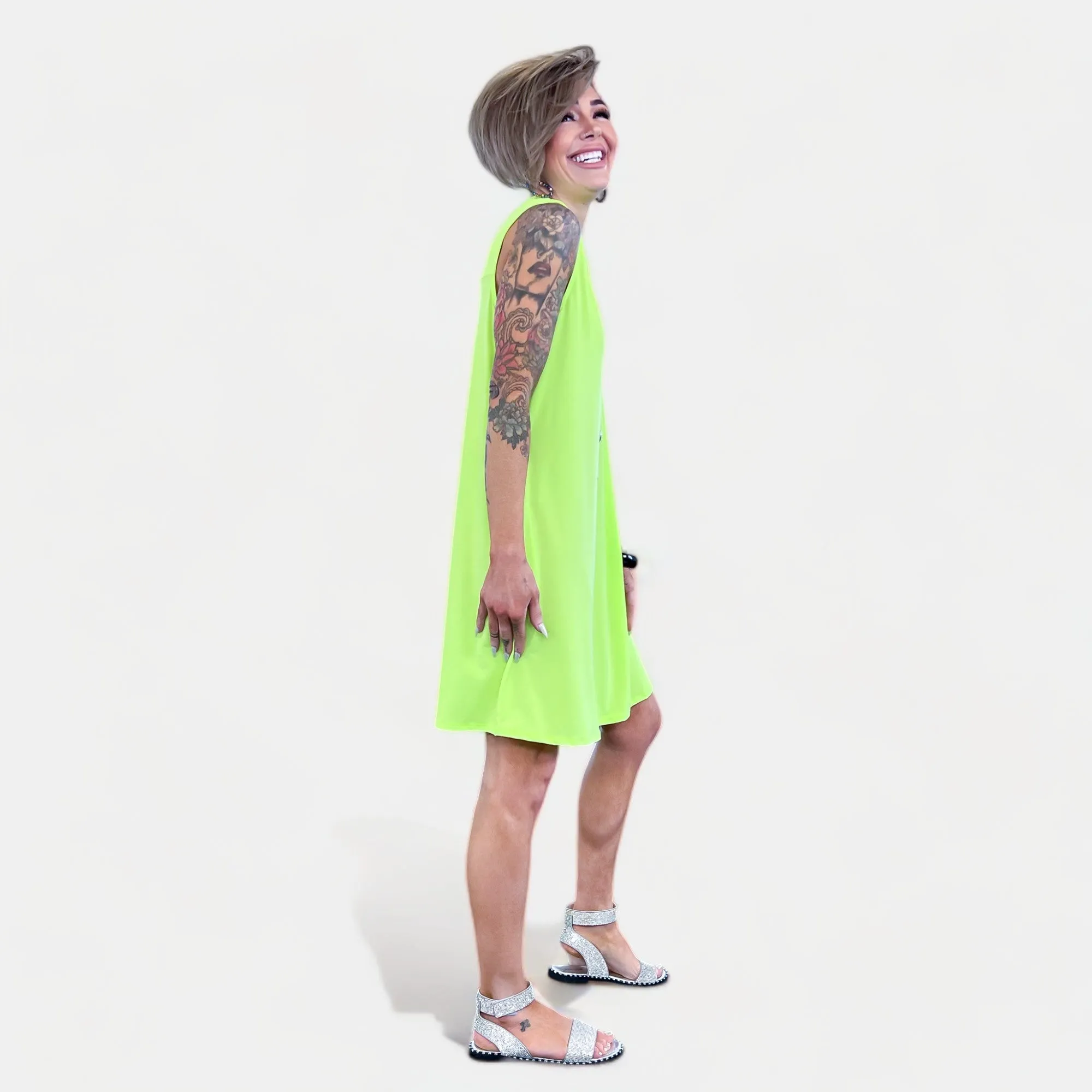 Neon Green Lizzy Tank Dress [NO RETURNS]