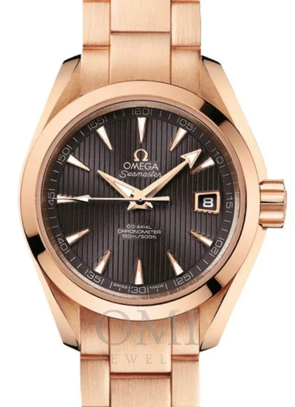 OMEGA SEAMASTER AQUA TERRA 150M CO-AXIAL CHRONOMETER 30MM RED GOLD GREY DIAL 231.50.30.20.06.001 WITH RED GOLD BRACELET