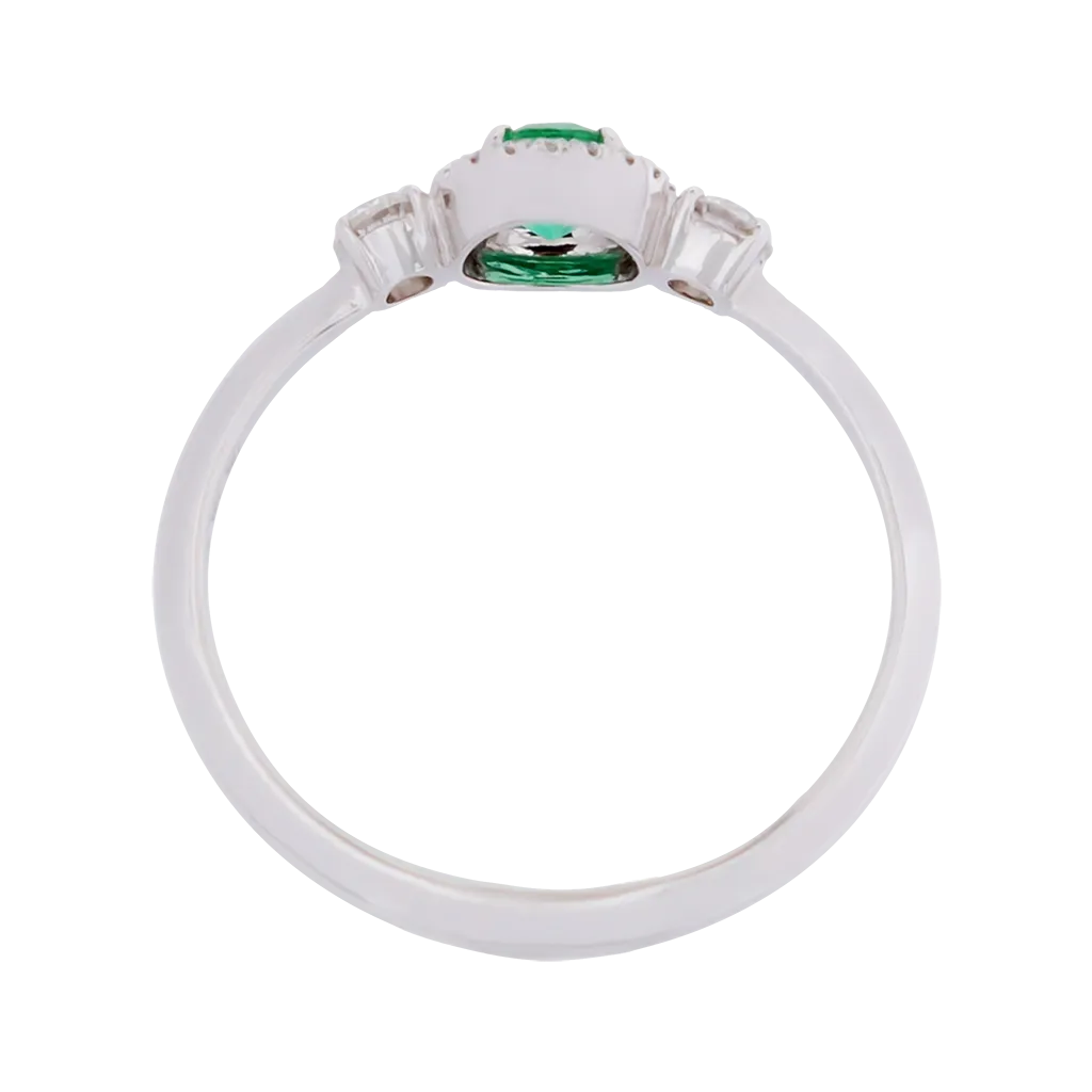 Oval Emerald Ring with Diamond Halo