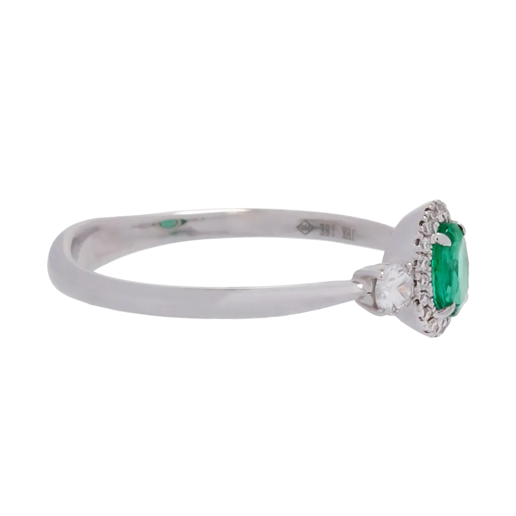 Oval Emerald Ring with Diamond Halo