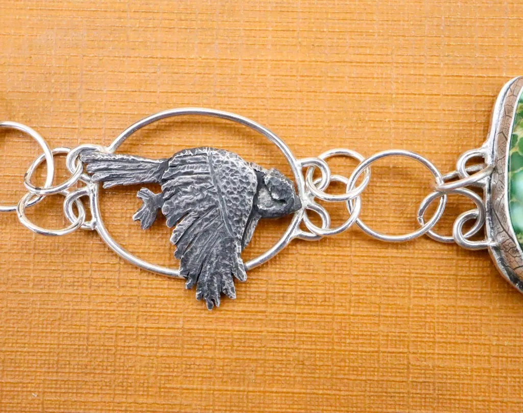 Pair of Chickadees Turquoise Bracelet - Bird Collection