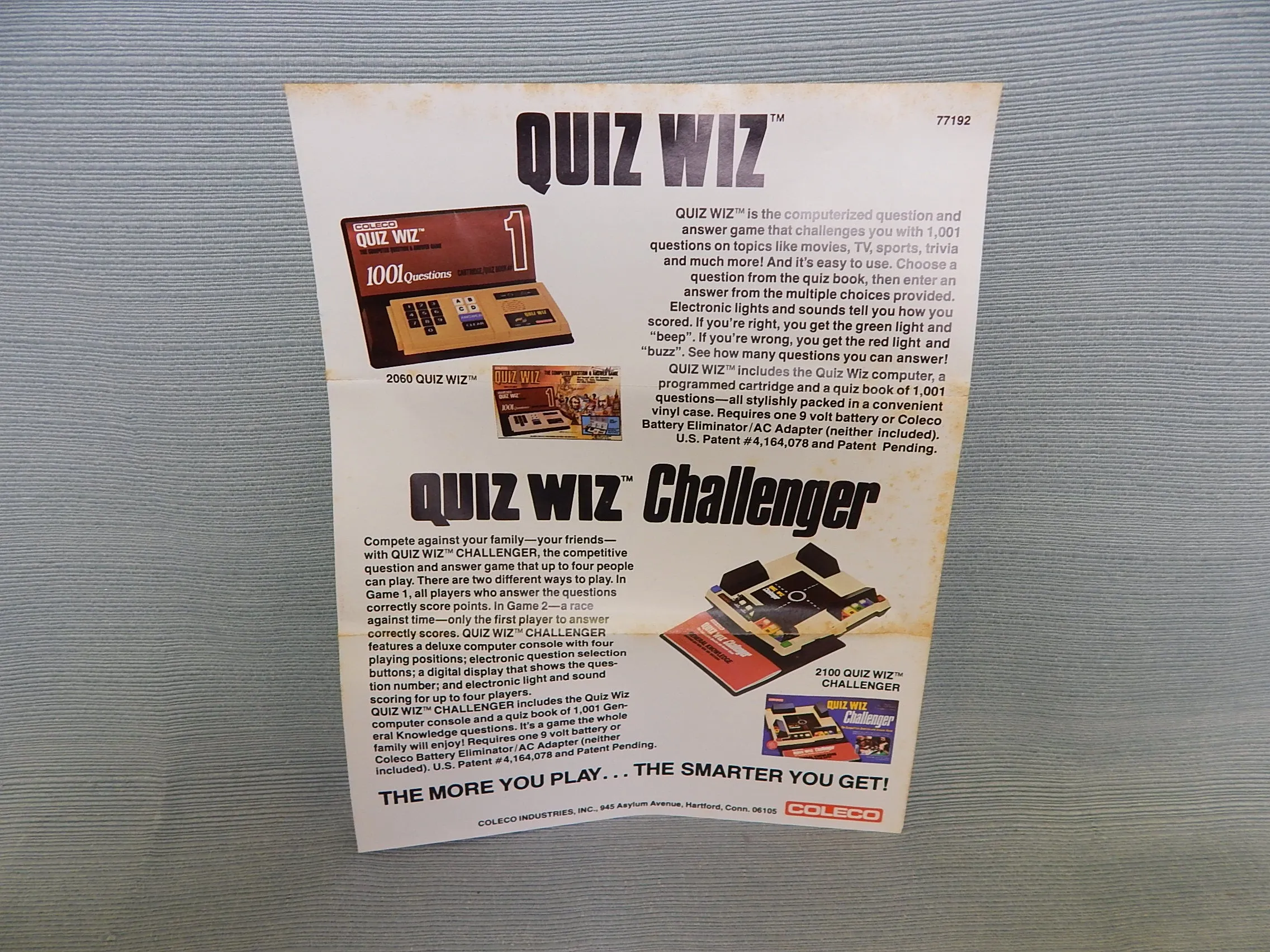 Pair of Coleco Quiz Wiz Cartridges/Quiz Books