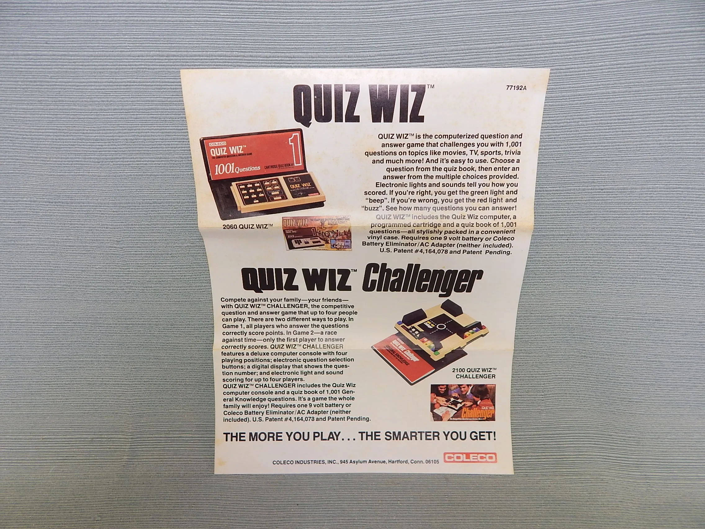 Pair of Coleco Quiz Wiz Cartridges/Quiz Books