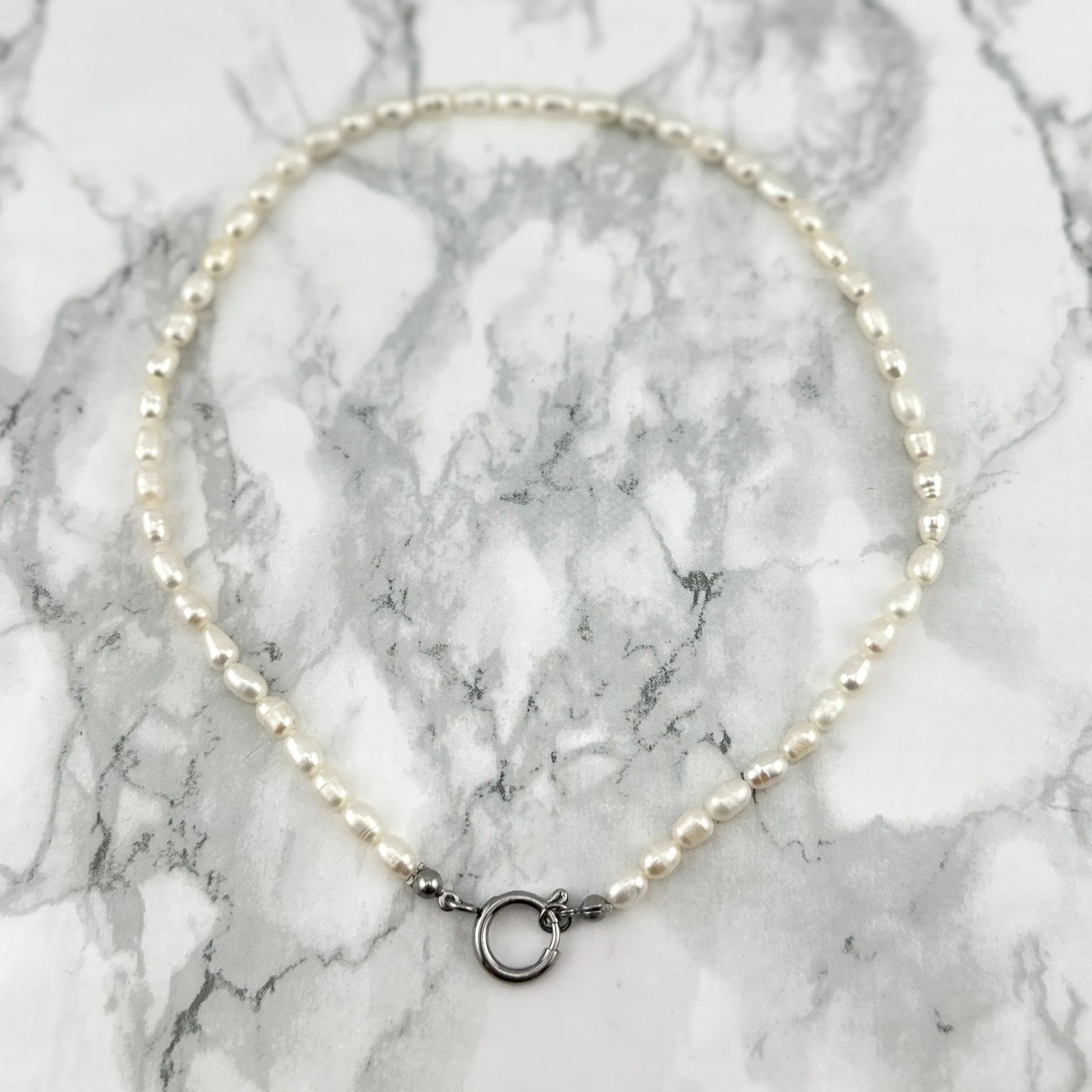 Pearl necklace with a silver clasp