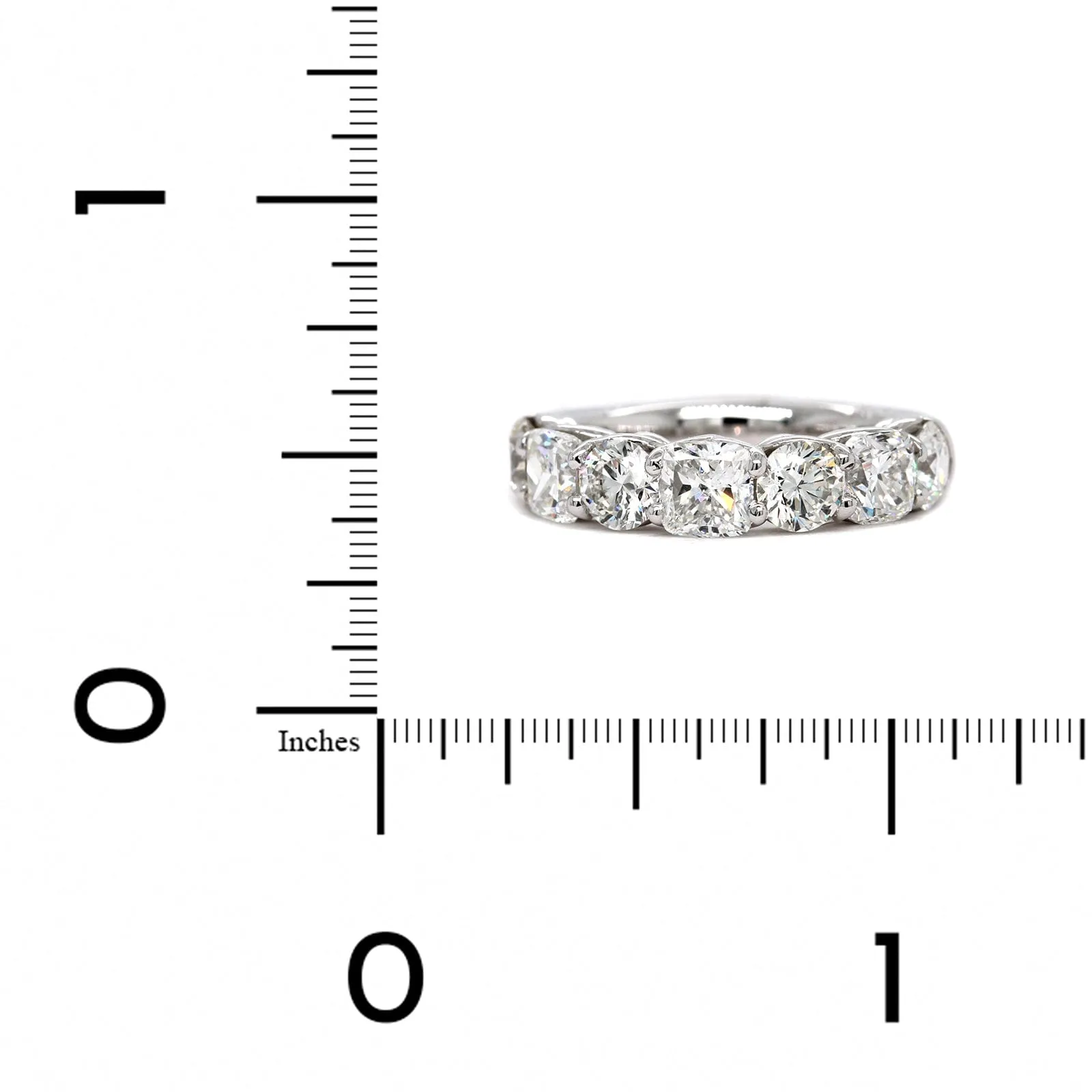 Platinum 7 Stone Alternating Cushion Cut and Round Diamond Band