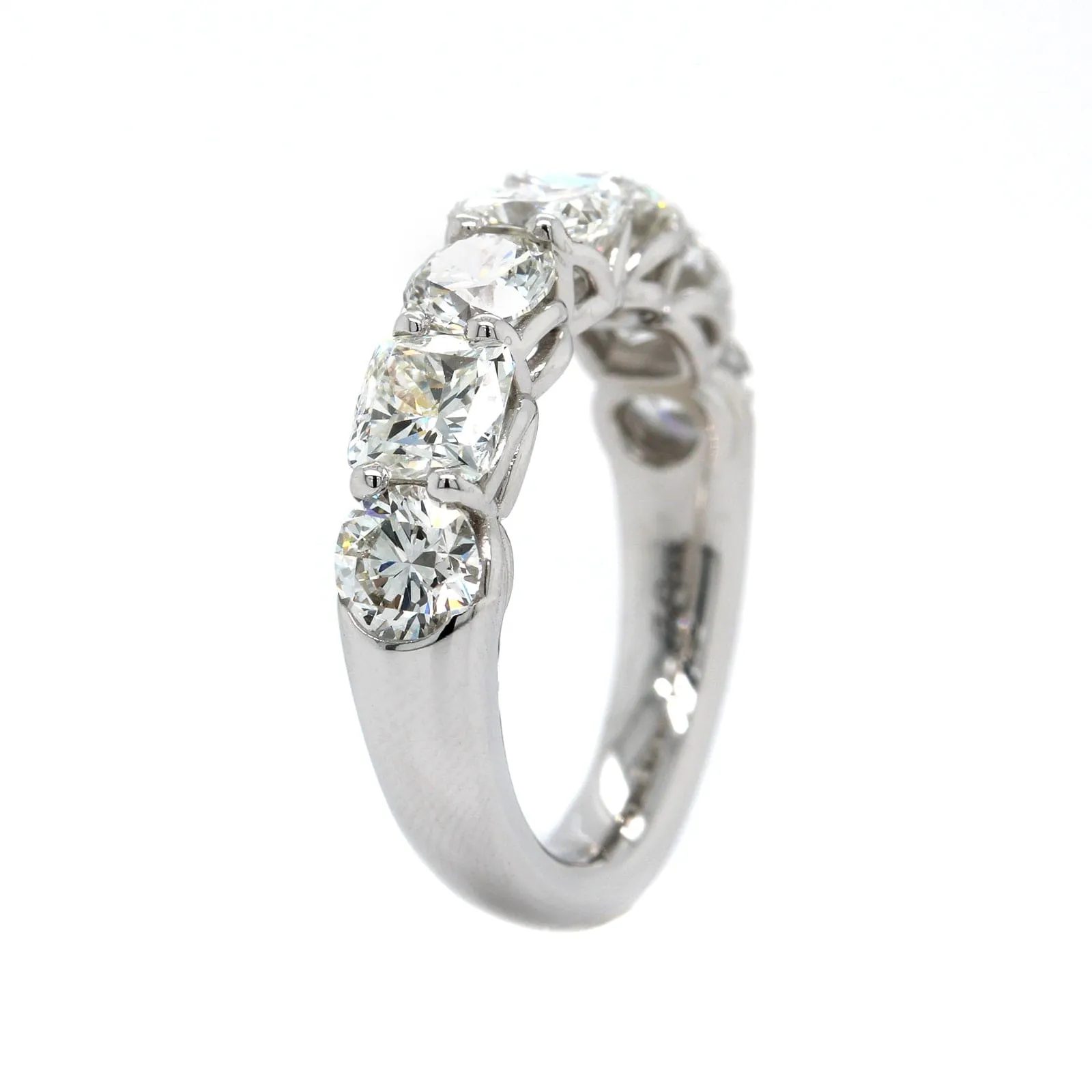 Platinum 7 Stone Alternating Cushion Cut and Round Diamond Band