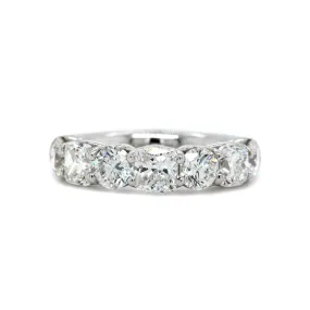 Platinum 7 Stone Alternating Cushion Cut and Round Diamond Band