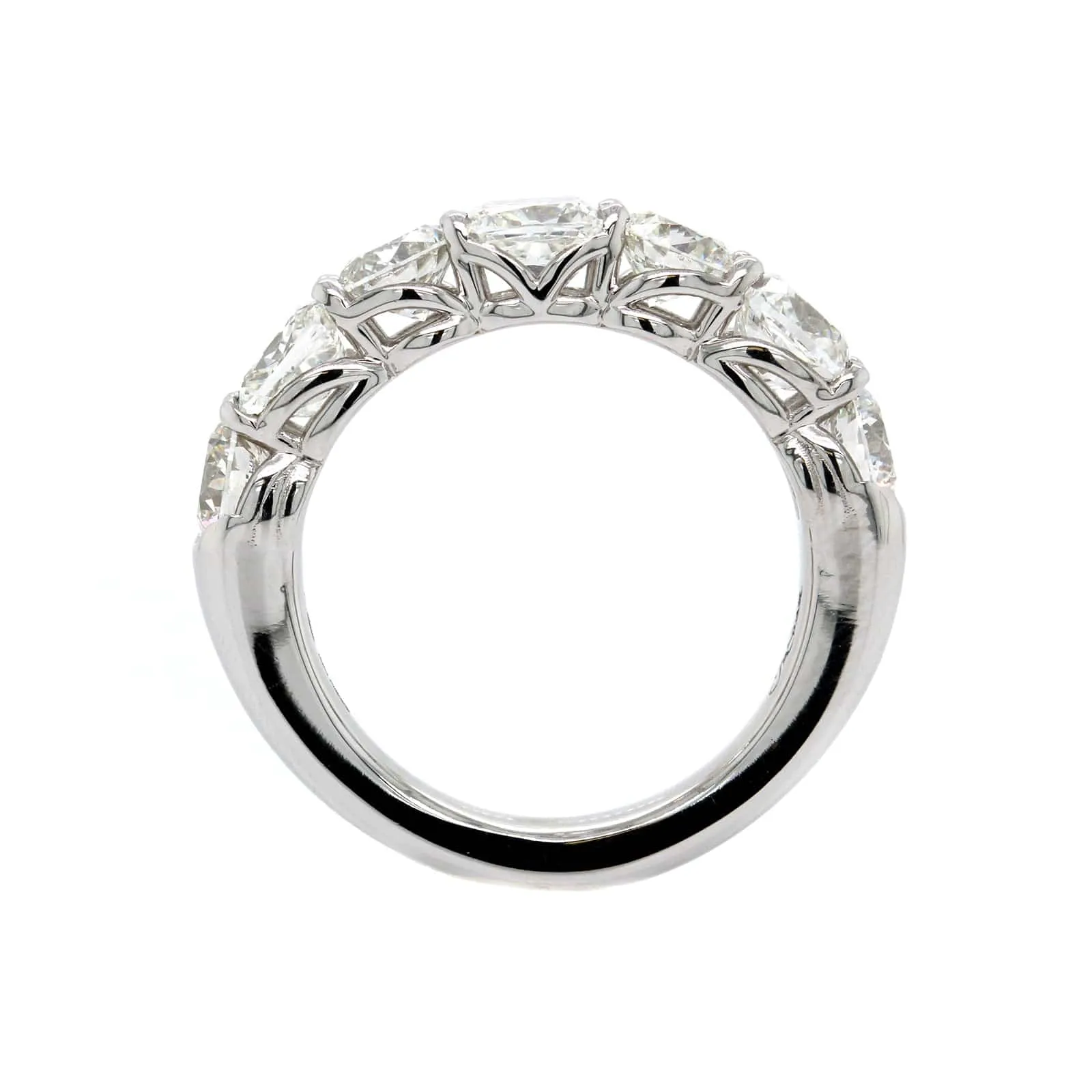 Platinum 7 Stone Alternating Cushion Cut and Round Diamond Band