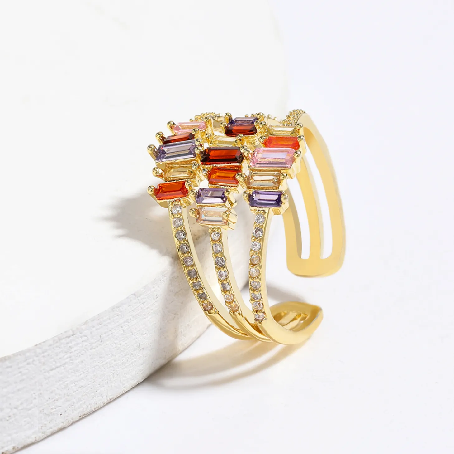 Rainbow Bling Gold Ring