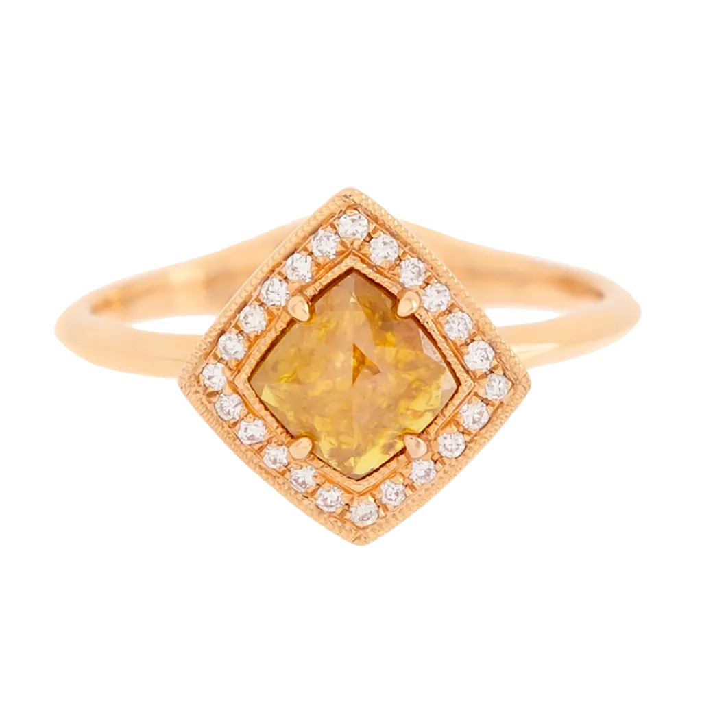 Rose Cut Yellow Diamond Ring