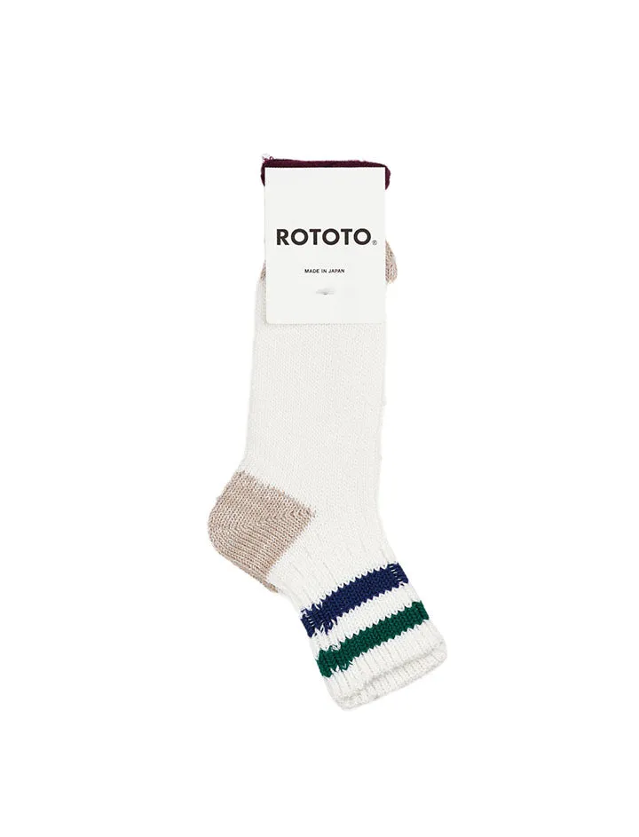 Rototo Two Stripe White / Green / Dark Blue