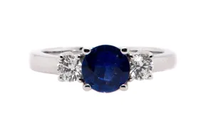 Round Sapphire and Diamond Ring