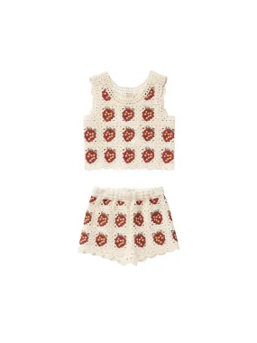 Rylee & Cru - Strawberry Crochet Tank Set