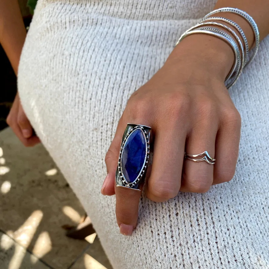 Sapphire Quartz Ring with elegant marquise gemstone- Devani